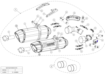 2x Akrapovic Slip-on Line Carbon Einddempers (L+R) met E-keur Ducati Monster 696 2008 - 2014