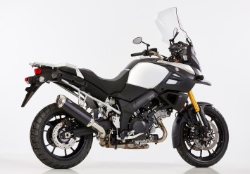 Shark DSX-5 Aluminium Black met RVS Endcap Einddemper met E-keur Suzuki DL 1000 V-Strom 2014 - 2016