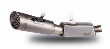 Spark Grid-O Titanium Einddemper + RVS Soundbox met E-keur Triumph Street Triple 765 RS / R / S 2017 > 2020