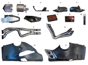 Termignoni 4 Uscite Titanium Volledig Uitlaatsysteem zonder E-keur Ducati Panigale 1100 V4 / R / S 2018 - 2021