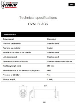 Mivv Oval RVS Black Volledig Uitlaatsysteem met E-keur Yamaha T-Max 560 2020 - 2021