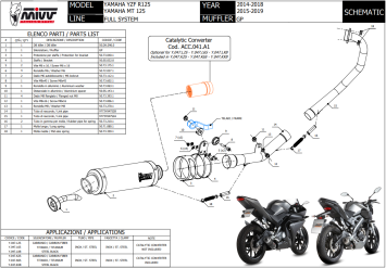 Mivv GP Carbon Compleet Uitlaatsysteem met E-keur Yamaha MT-125 2015 > 2019
