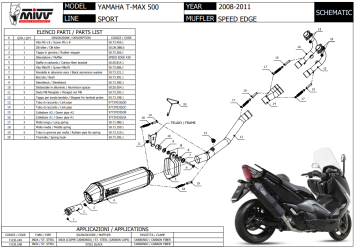 Mivv Speed Edge RVS Black Compleet 2in1 Uitlaatsysteem met E-keur Yamaha T-MAX 500 2008 > 2011