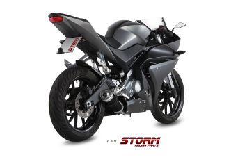 Storm By Mivv GP RVS Black Compleet 1in1 Uitlaatsysteem Met E-keur YAMAHA YZF R125 2014 - 2018