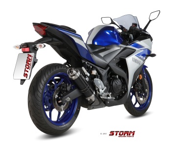 Storm By Mivv GP RVS Black Slip-On Einddemper Met E-keur YAMAHA YZF R3 2015 - 2024