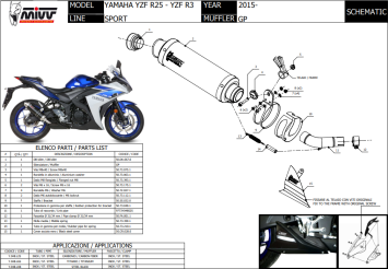 Mivv GP RVS Black Slip-on Einddemper met E-keur Yamaha YZF R25 2015 > 2023