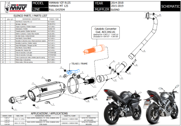 Mivv Suono RVS Black Compleet 1in1 Uitlaatsysteem met E-keur Yamaha YZF R125 2014 > 2018